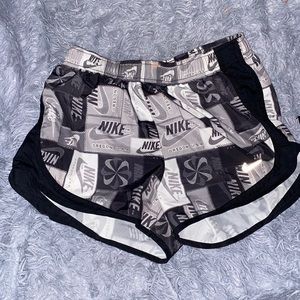 Gray white and black Nike athletic shorts